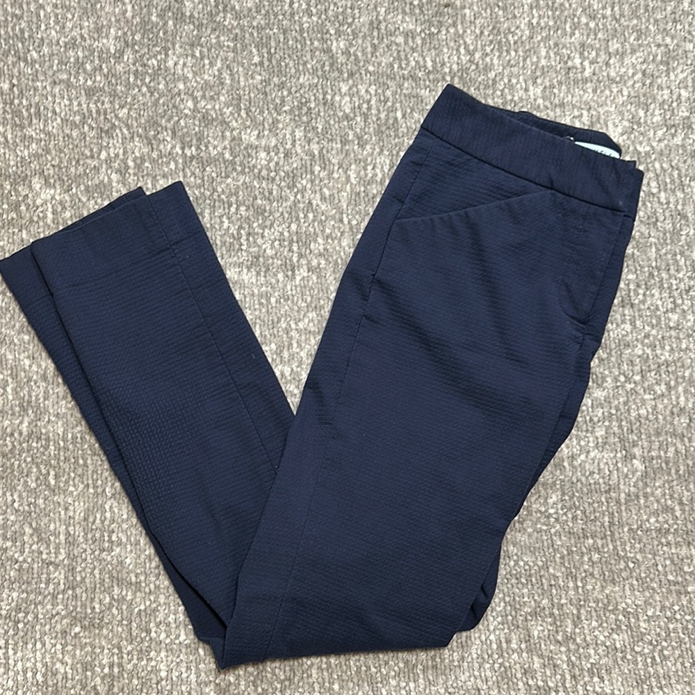 Antonio Melani Navy textured skinny dress Pant size 0 EUC